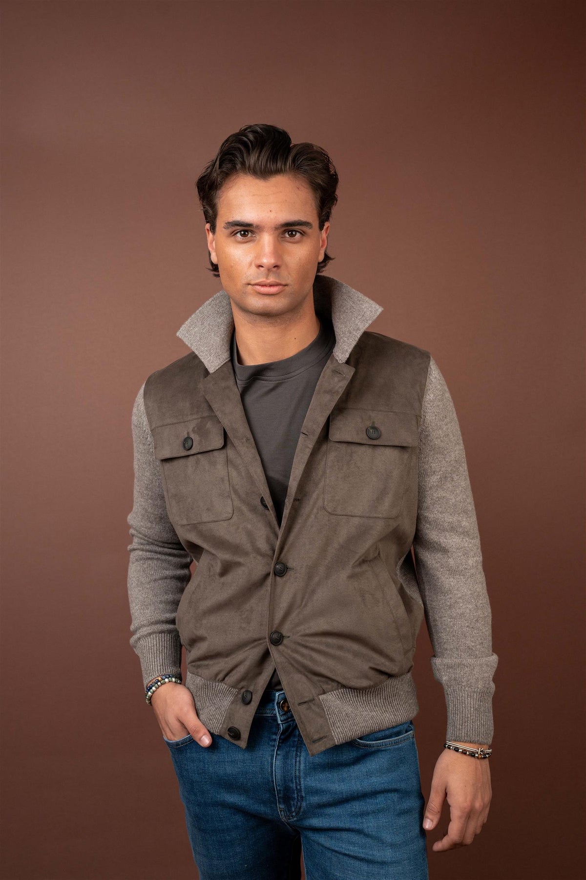 Alcantara Jacket - Taupe