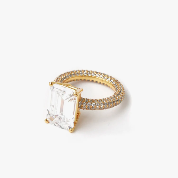 Mega Rectangle Ring White Gold
