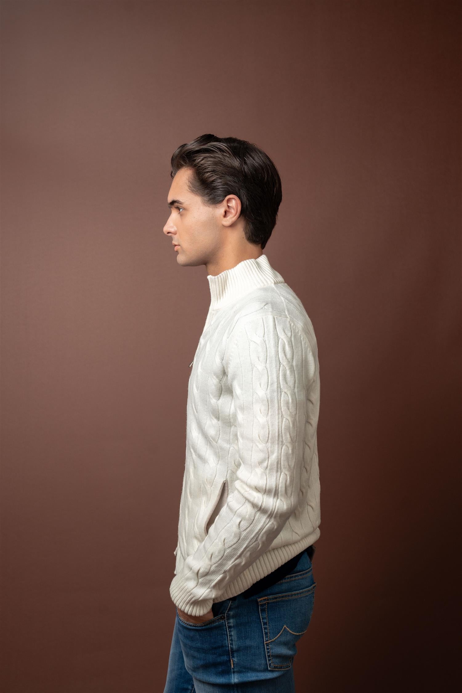Cable Knitted Lana Cashmere - White