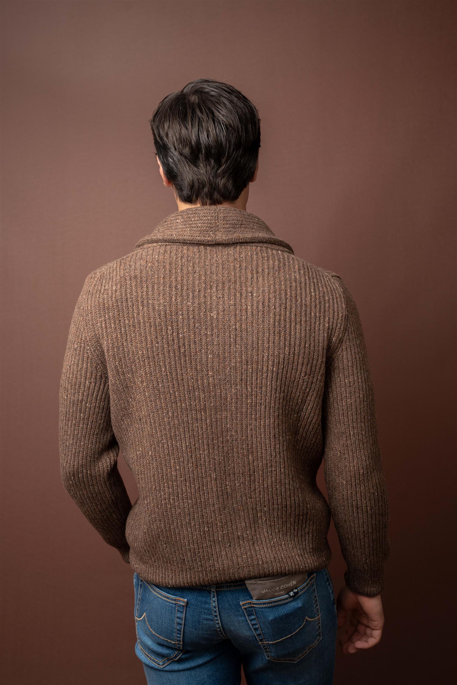 Shawl Collar Cardigan - Brun