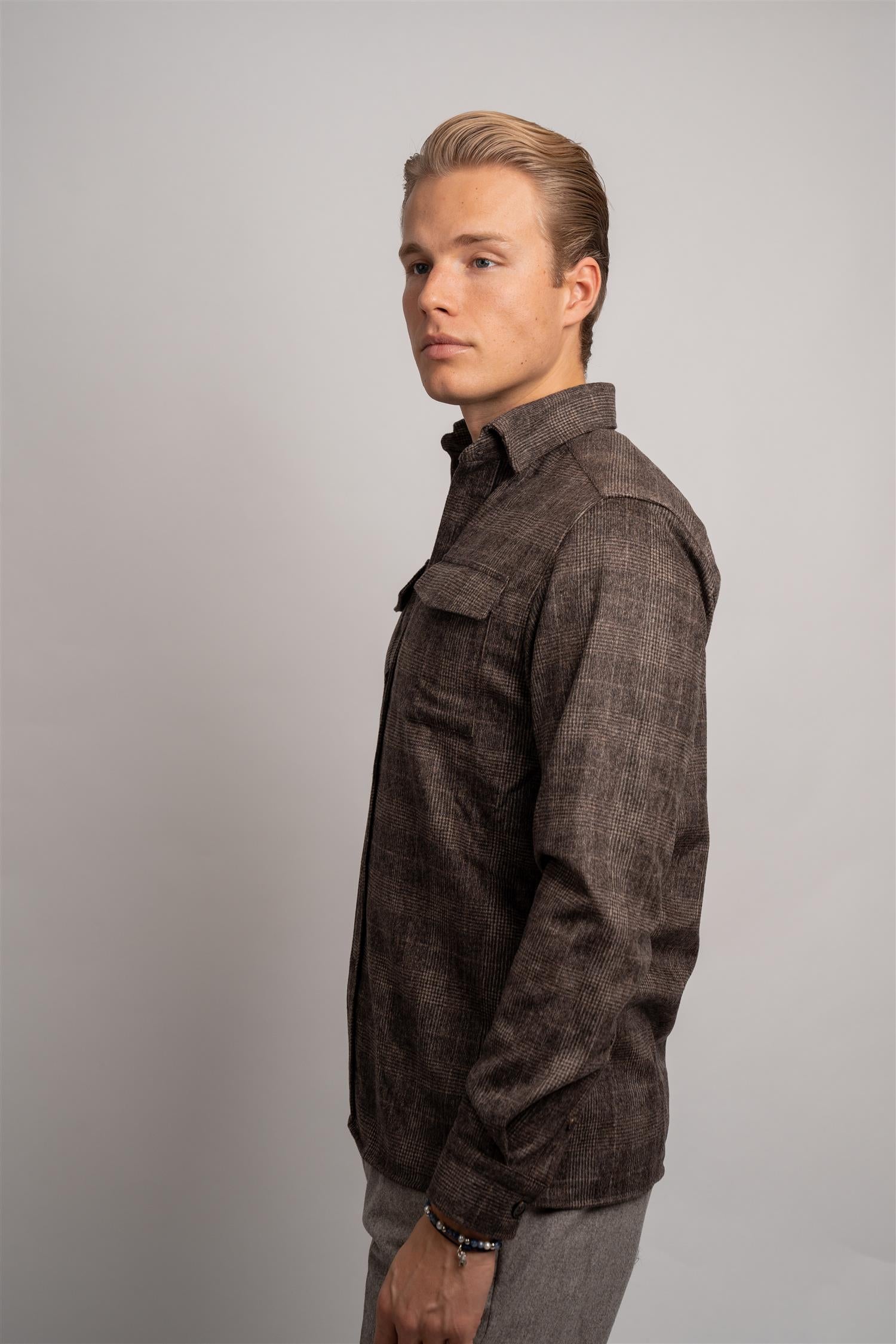 Wool Overshirt - Brown Check