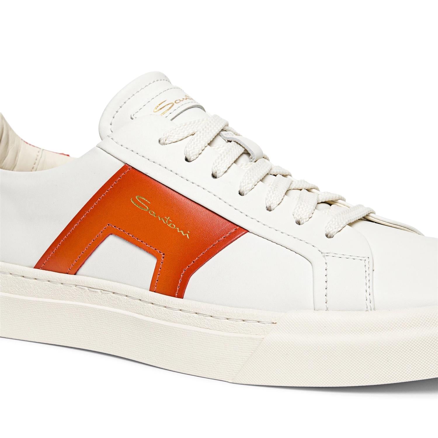 Double Buckle Sneaker White/Orange