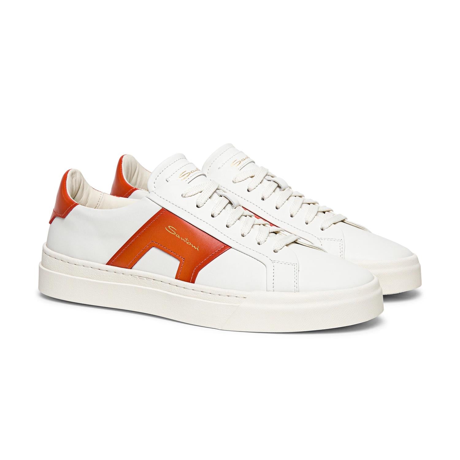 Double Buckle Sneaker White/Orange