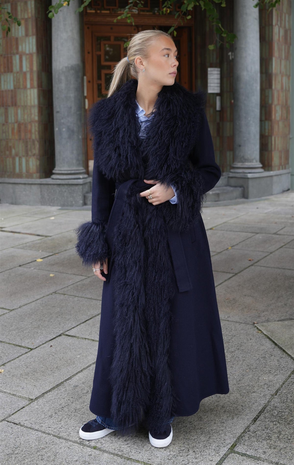 Lola Mongolian Coat - Navy