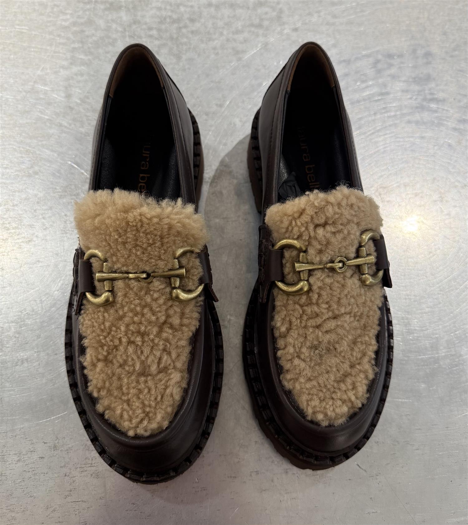 Shearling loafer beige/brown