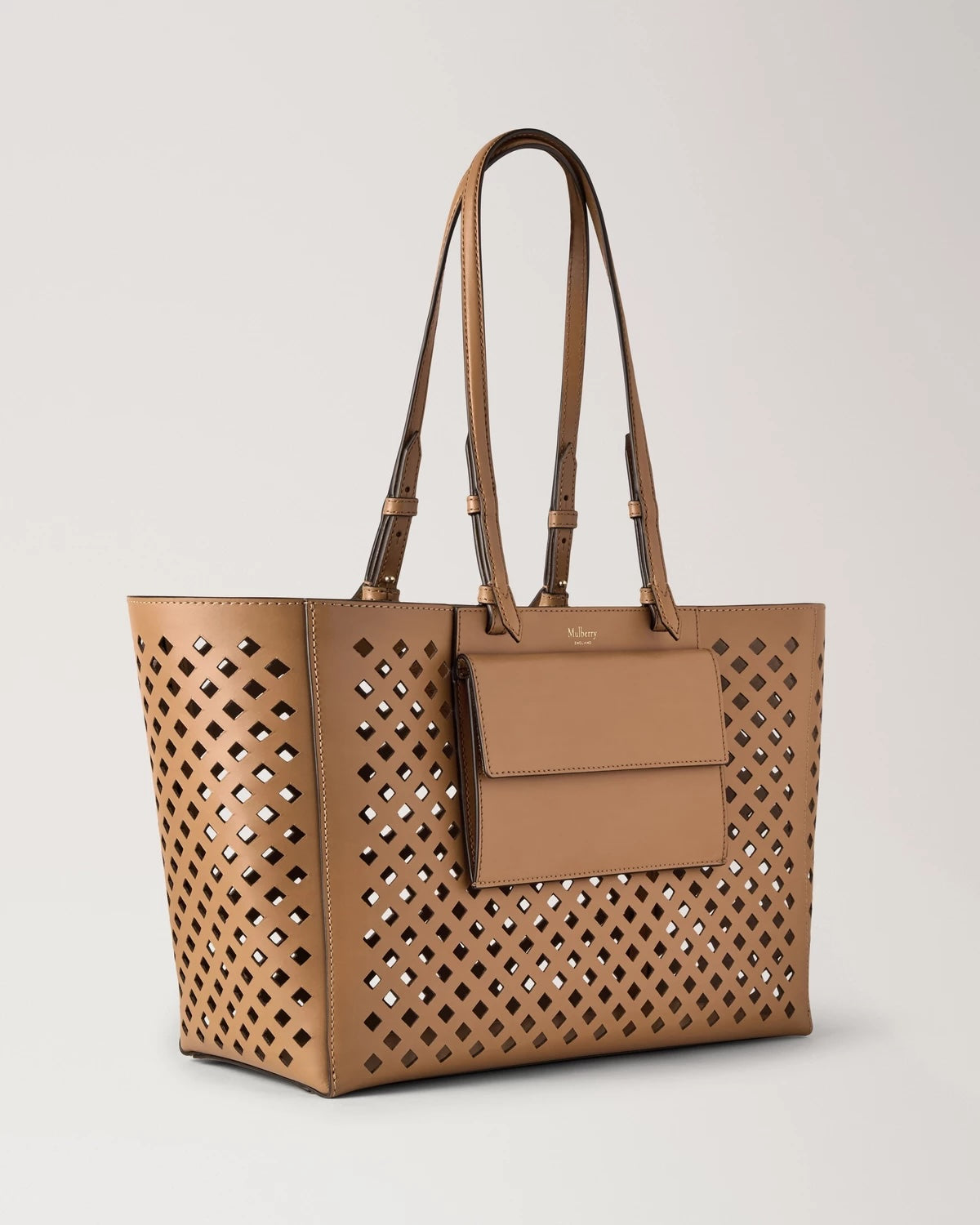 Perforated Tote Toffee Perforated Leather