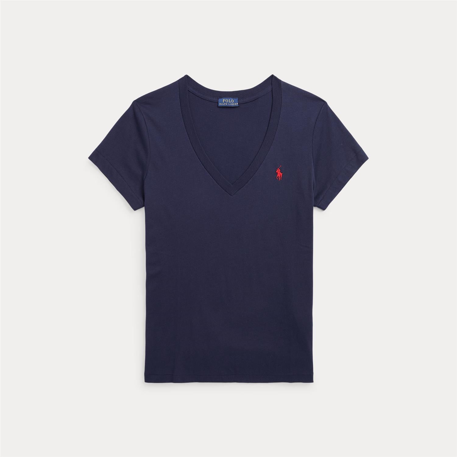 Cotton Jersey V-Neck Tee Navy