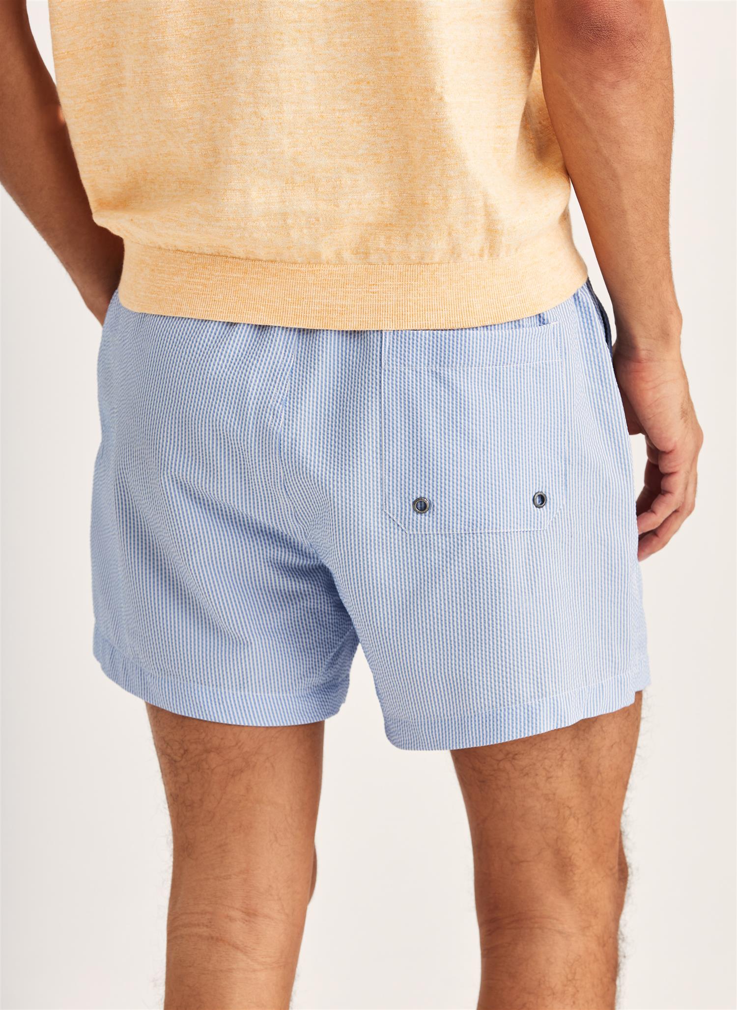 Morris Seersucker Bathing Trunks - Light Blue