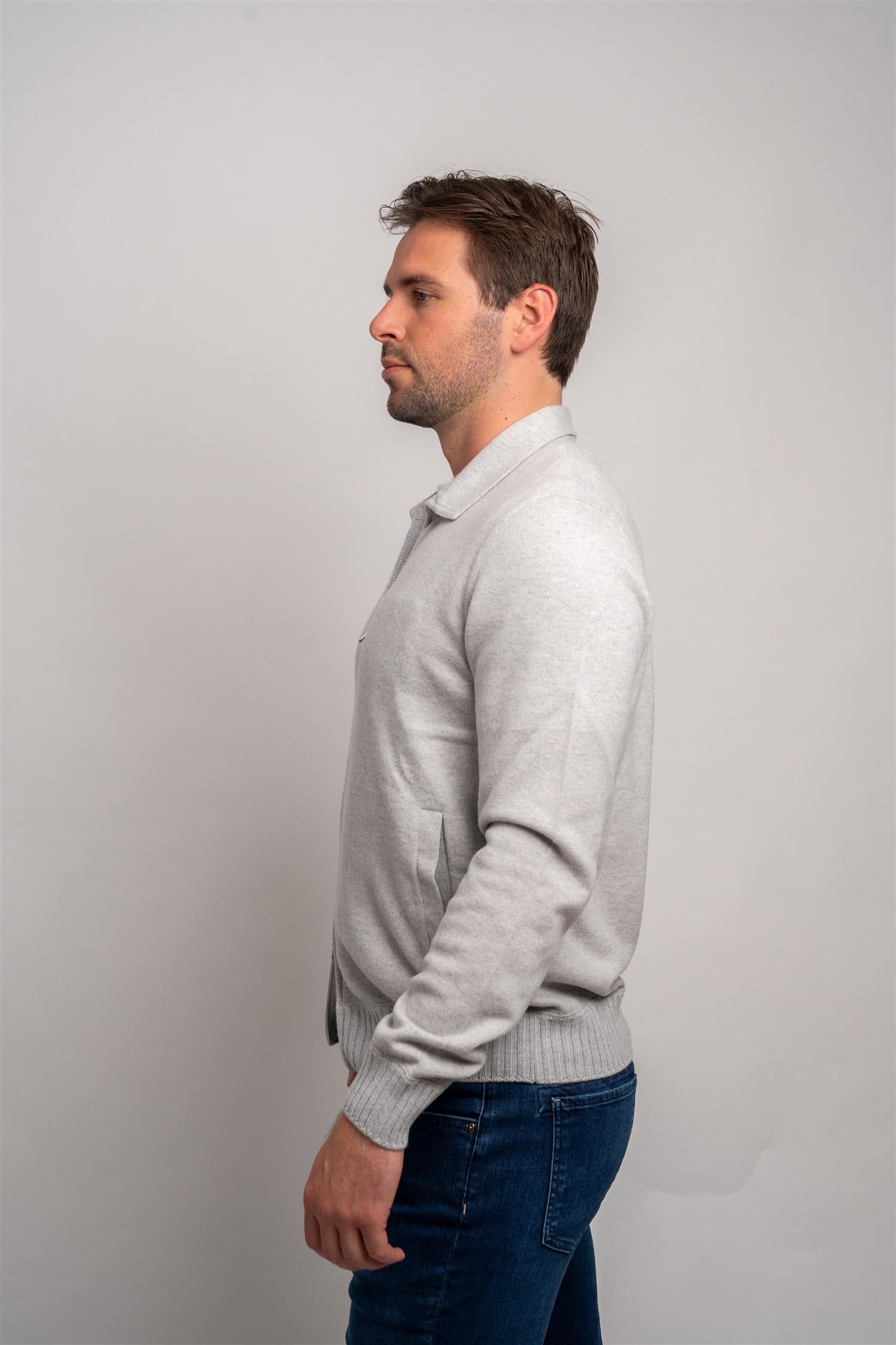 Full Zip Polo - Grey