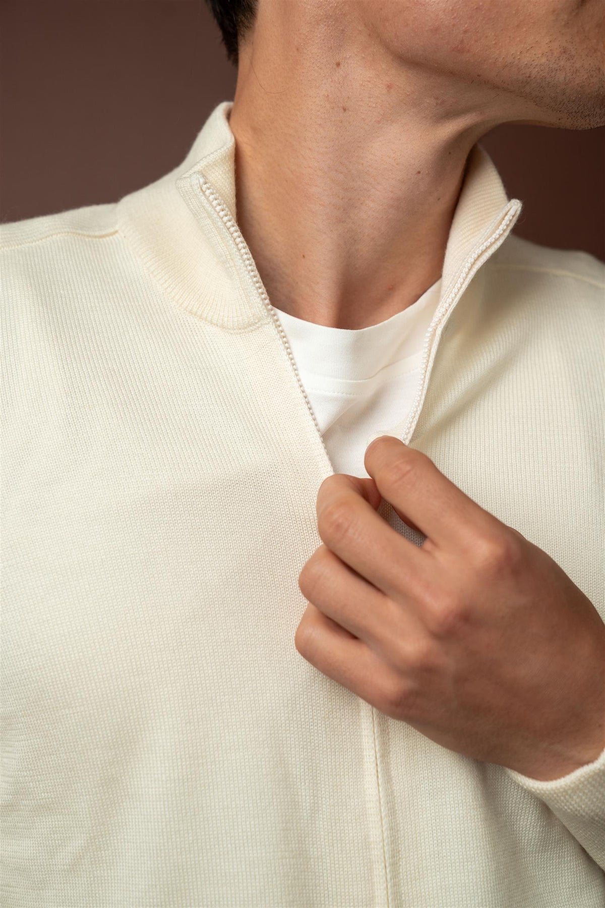 Full Zip Rain Wool - Off-White