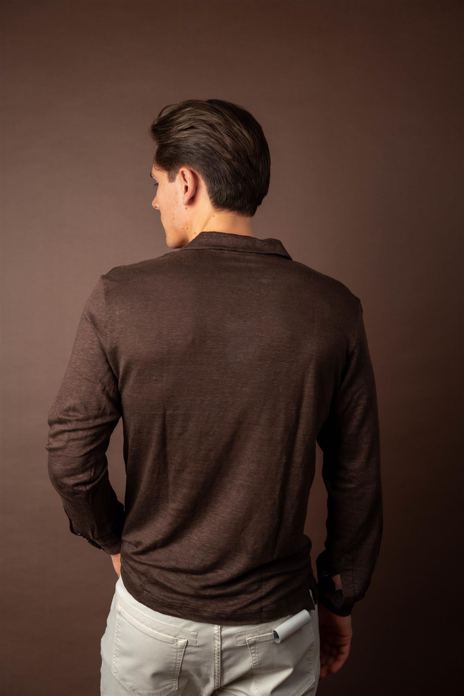 Polo Long Sleeve Linen - Brown