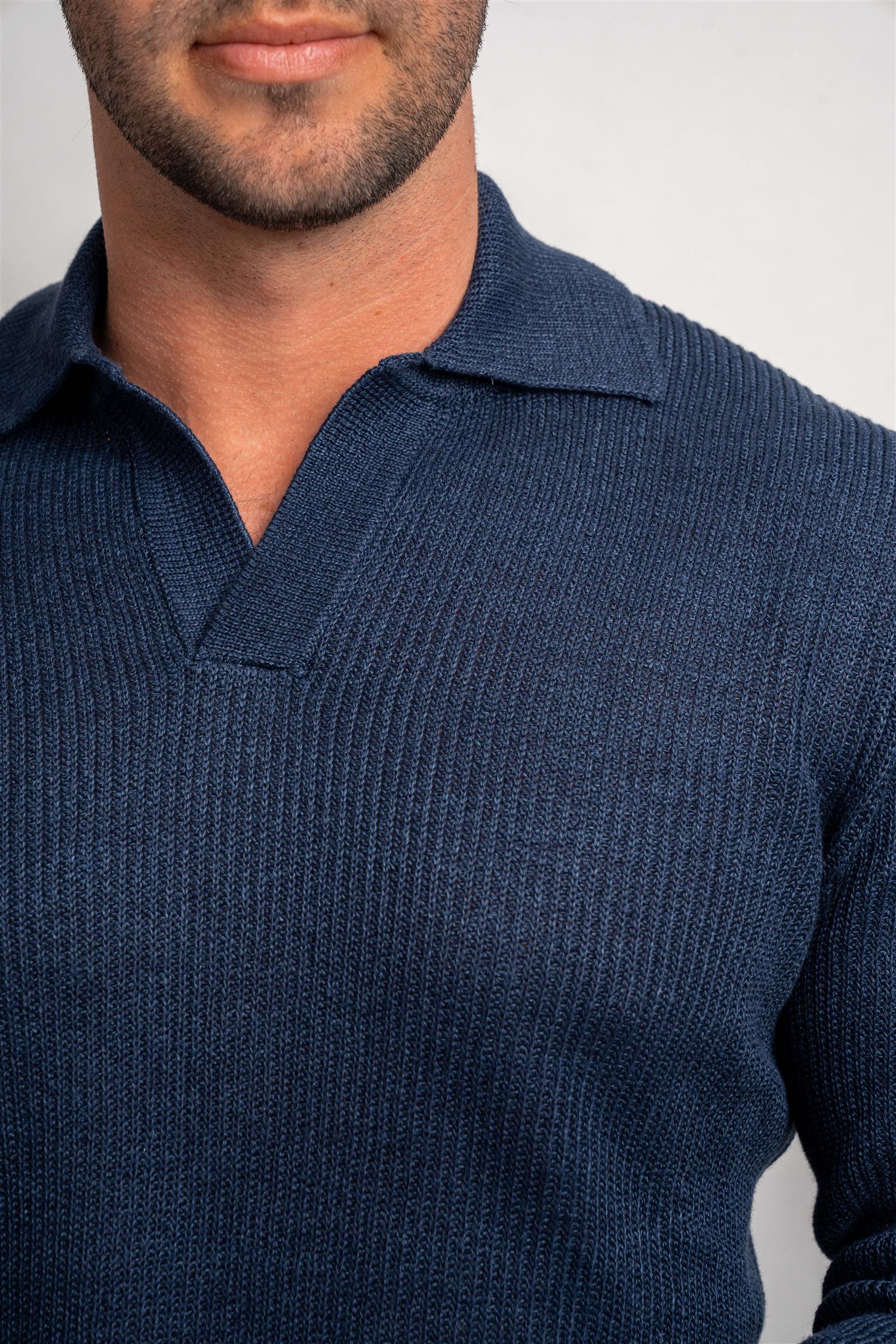 Polo LS Knitted - Navy