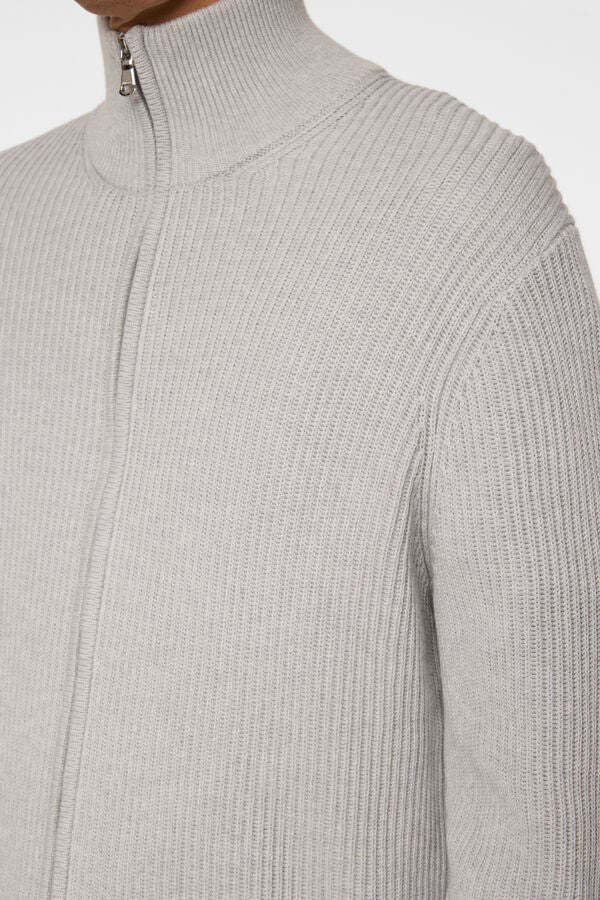 Alexis Full Zip Cardigan - Light Grey Melange