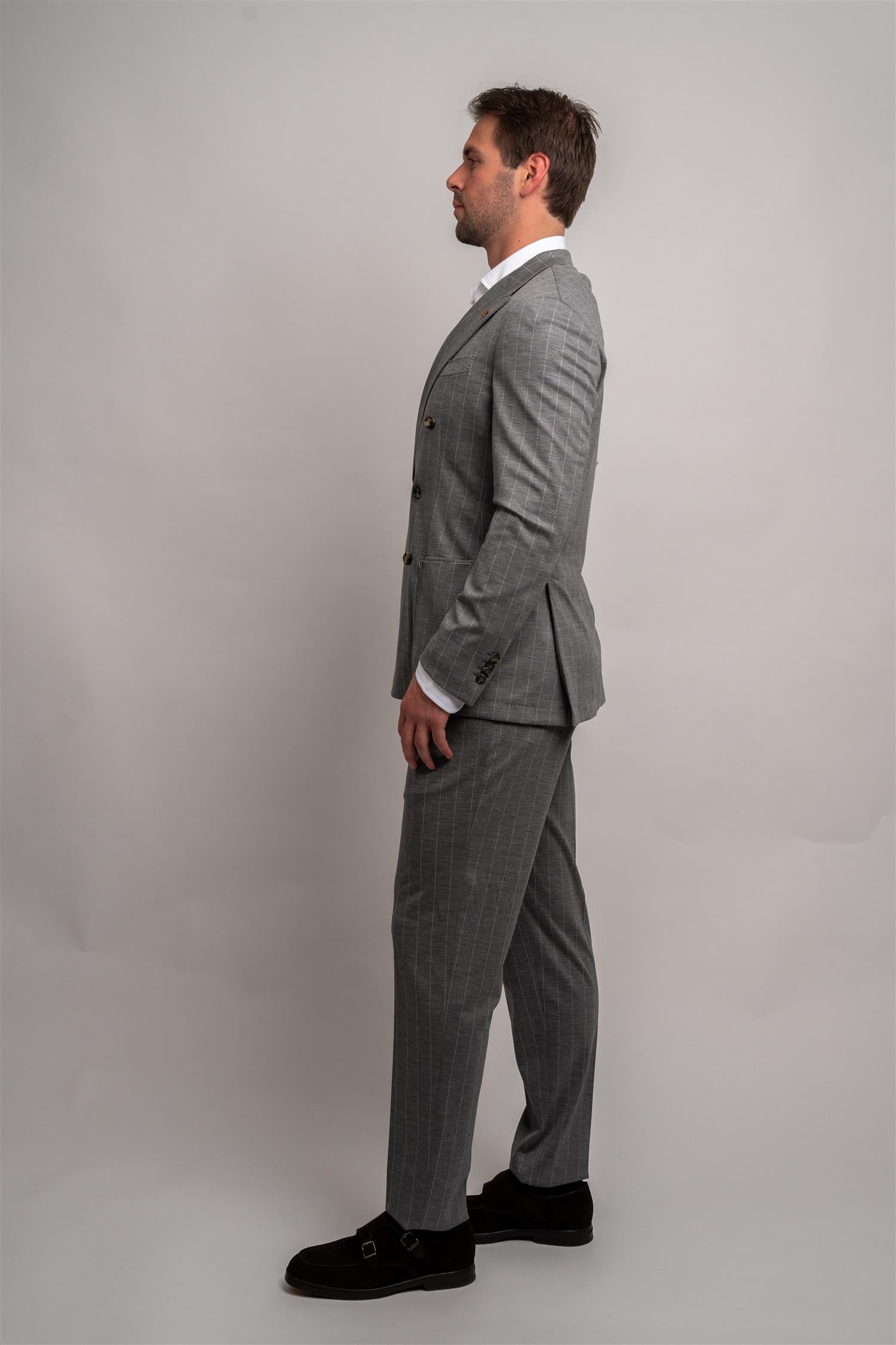 Jersey Suit Pinstripe - Grey