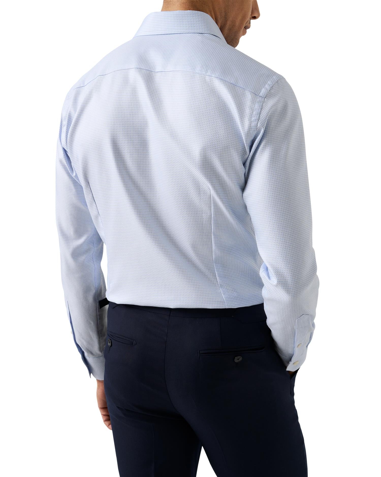 Houndstooth King Twill Shirt - Light Blue