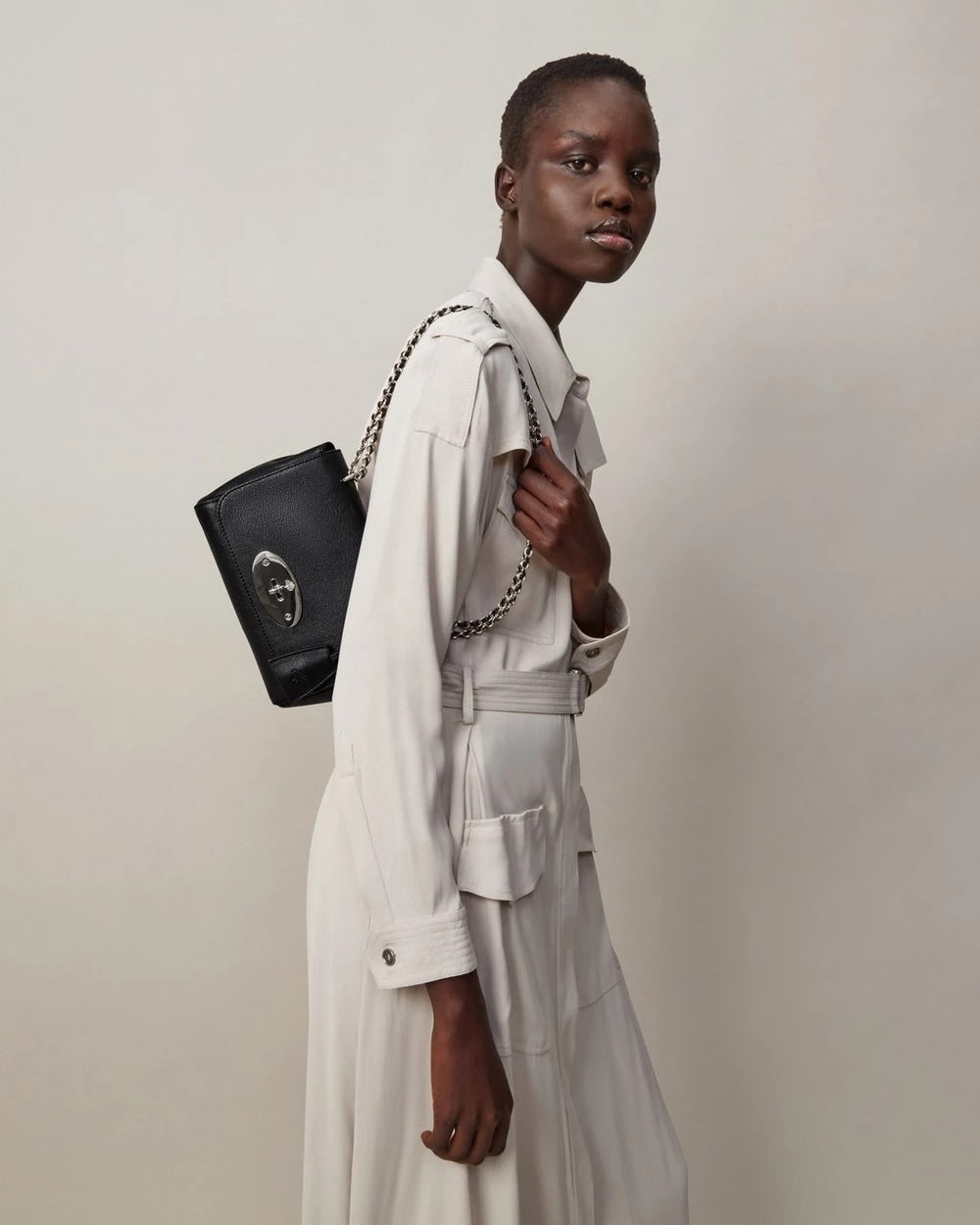 Lily Glossy Goat Black-Silver Toned