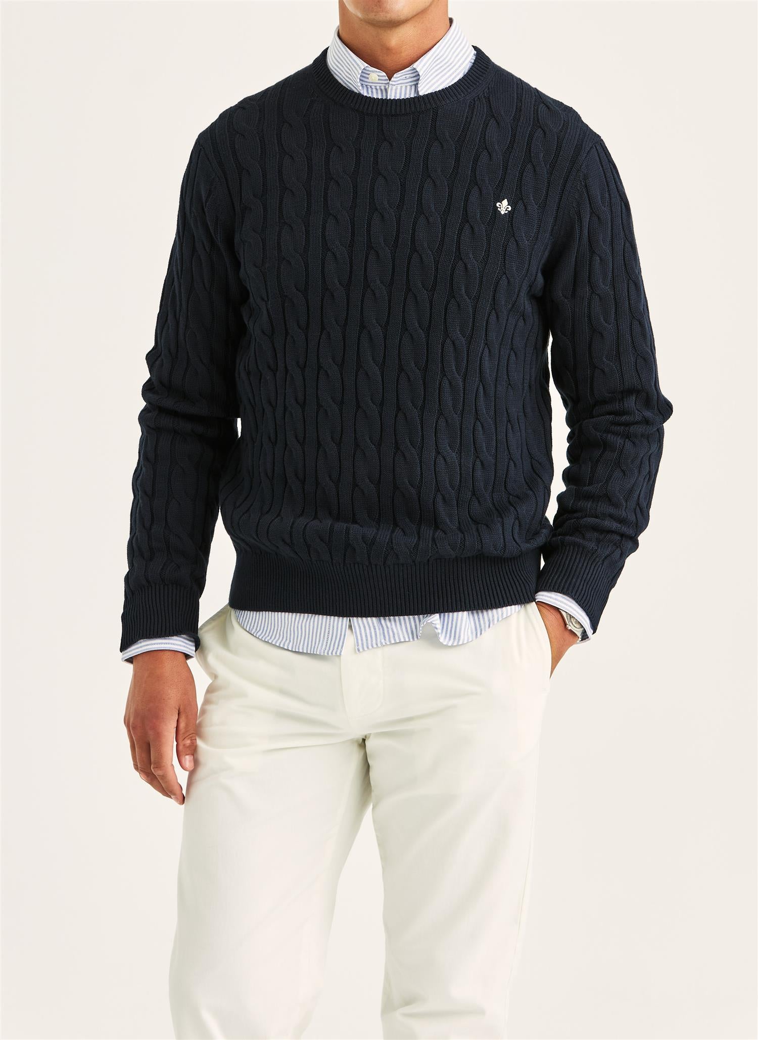 Ethan Cable Oneck - Old Blue