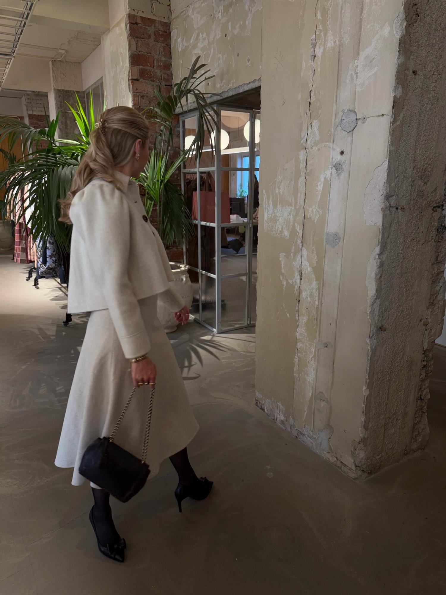 Tailored Midi Skirt Vintage White