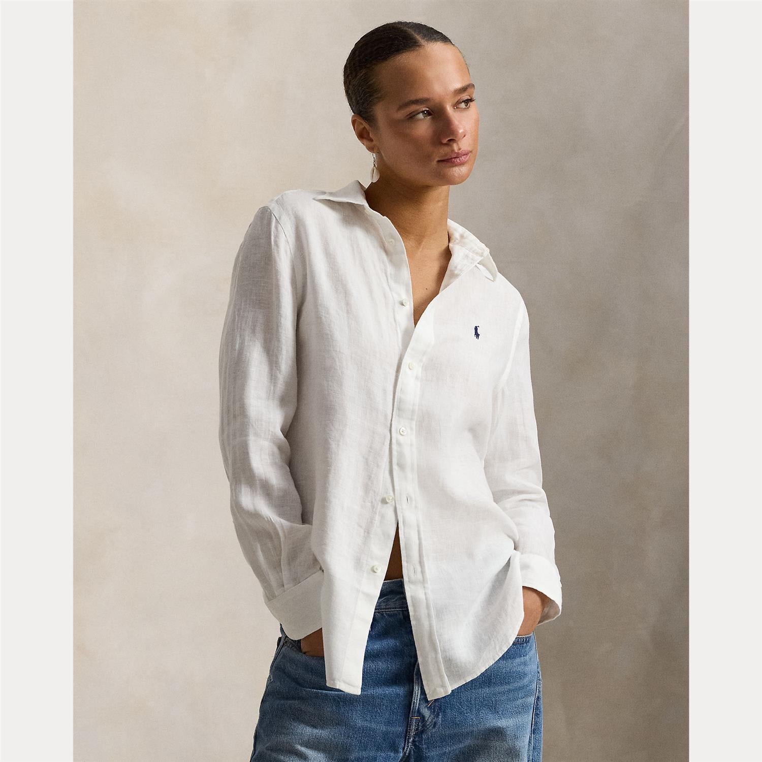 Classic Fit Linen Shirt White