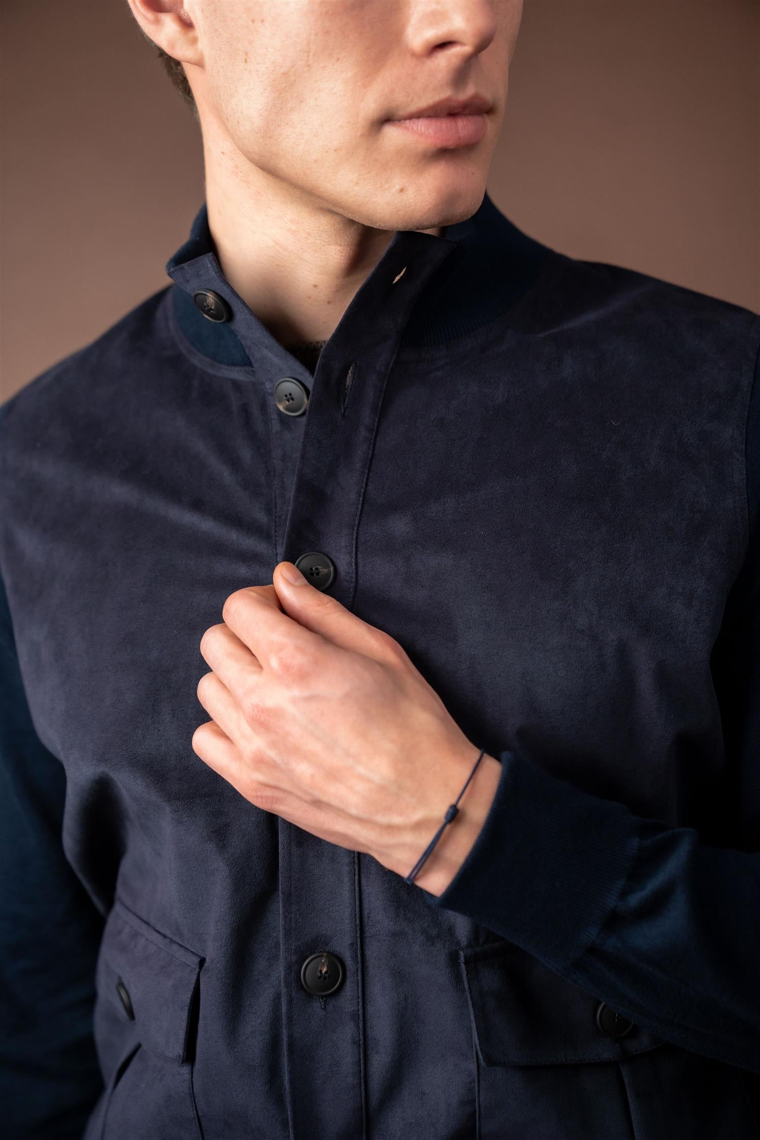 Alcantara Cardigan - Navy