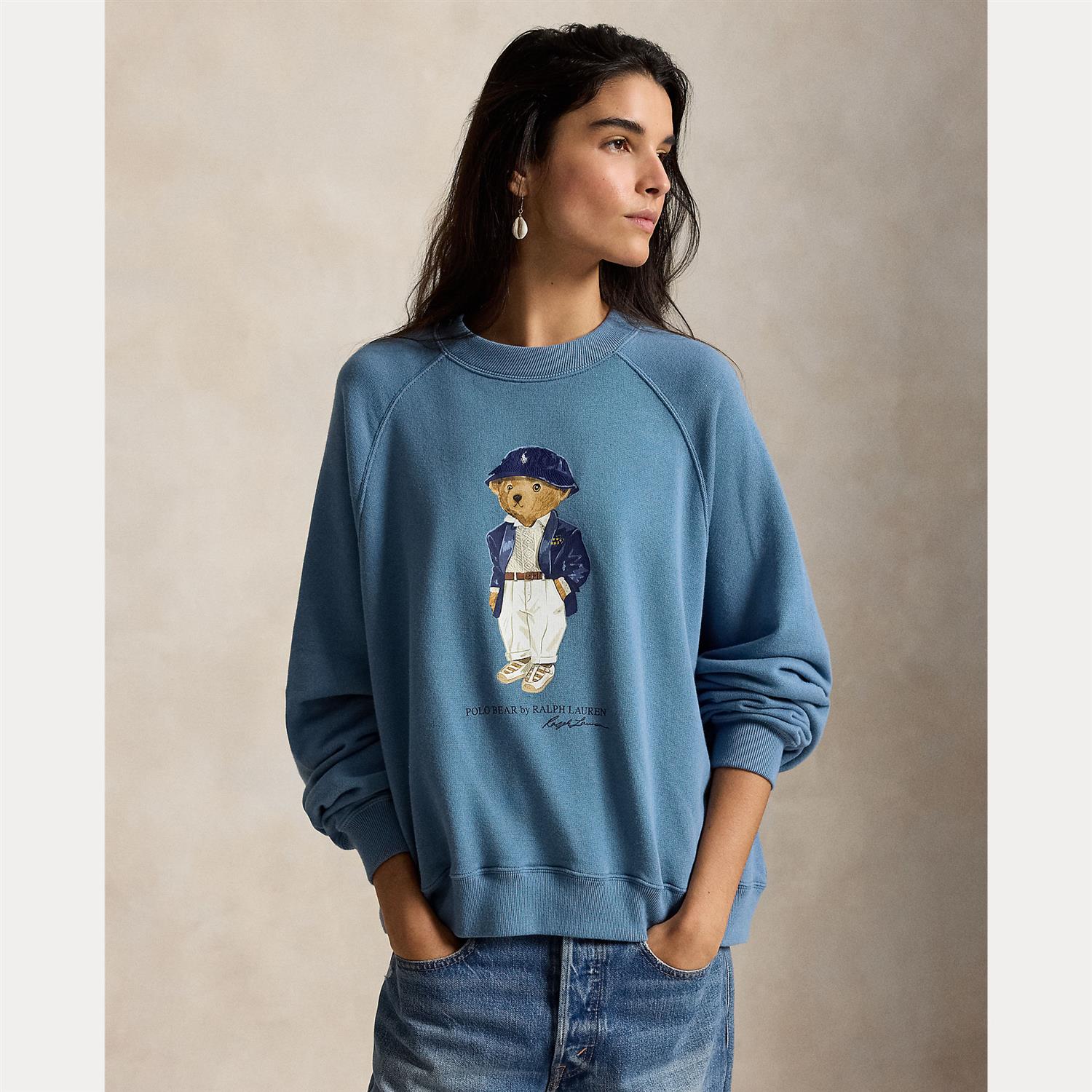 Polo Bear Lightweight Fleece Crewneck Camp Blue