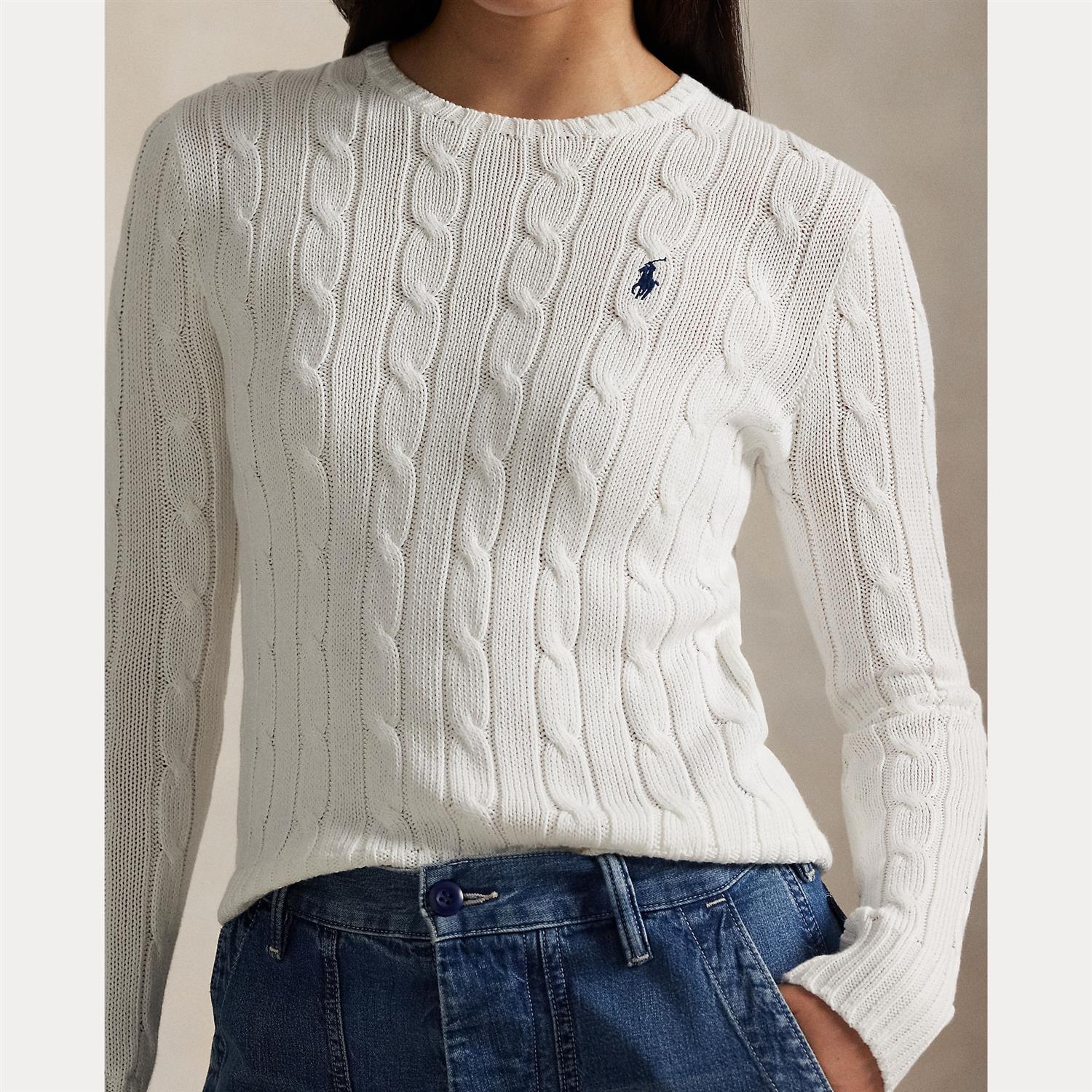 Cable-knit Cotton Crewneck Sweater