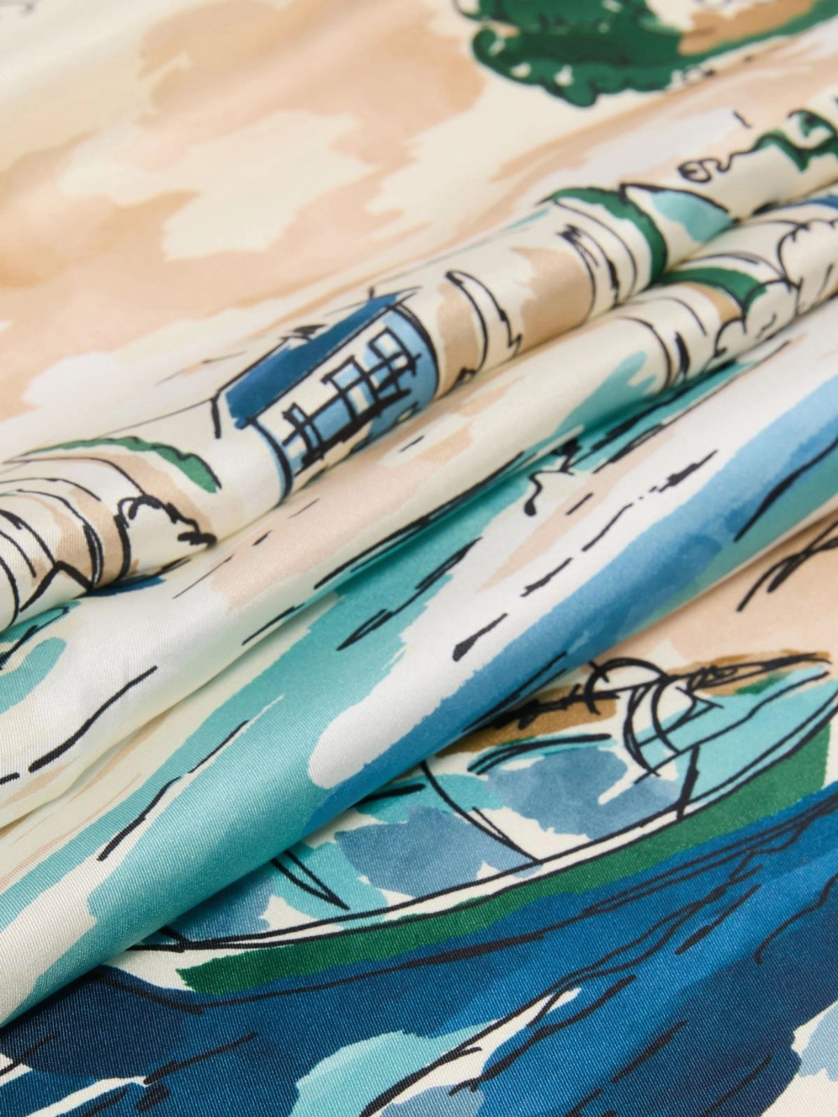 Printed silk foulard 90 x 90 - China Blue