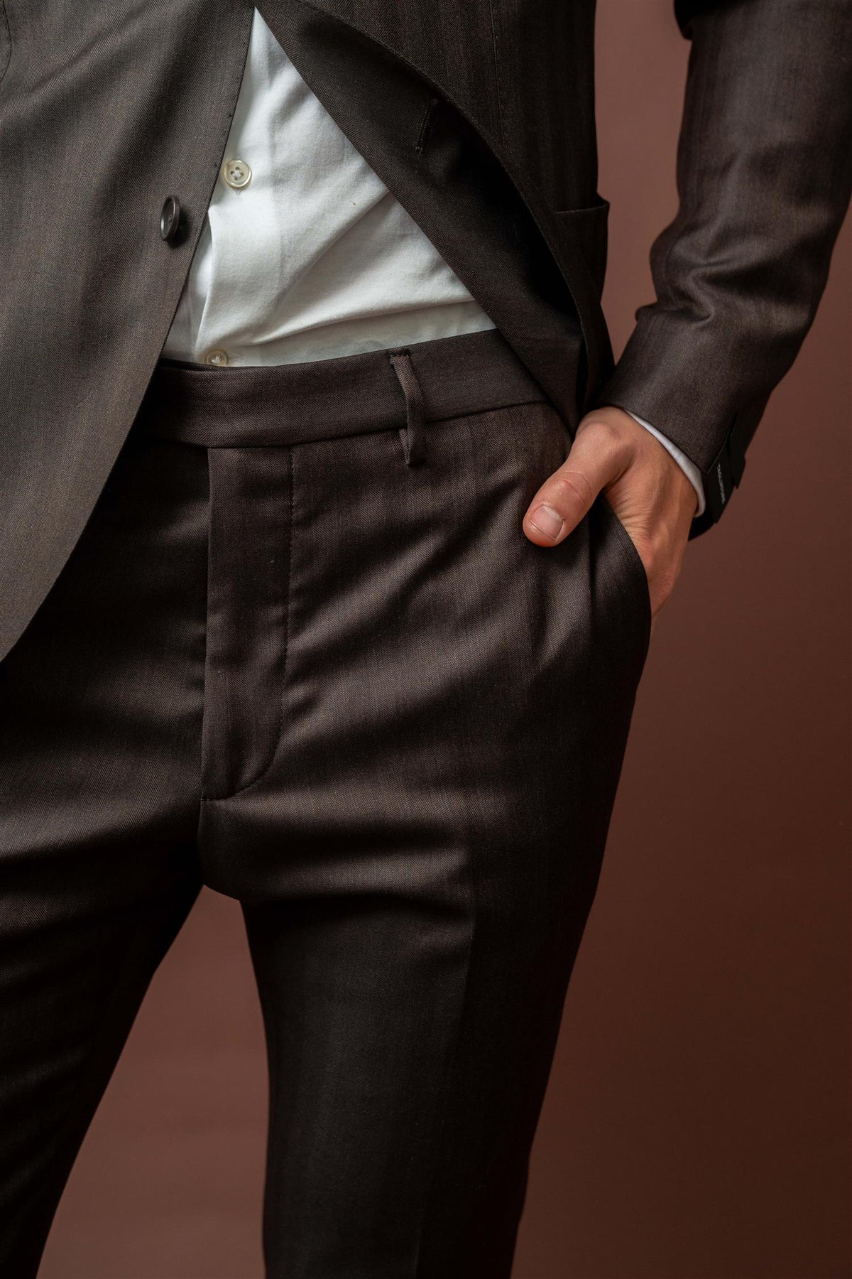 Super 130s Suit - Brun
