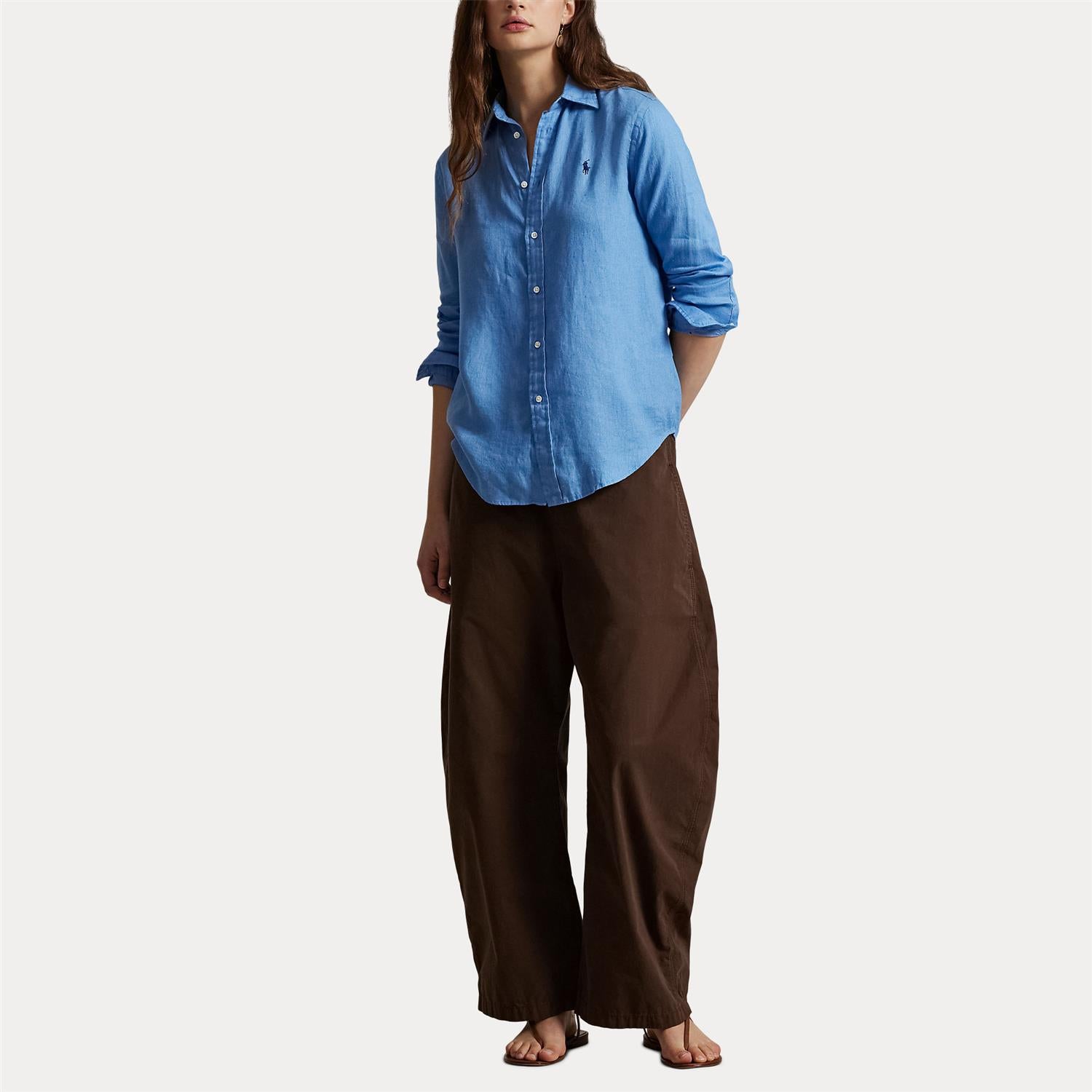 Classic-Long Sleeve-Button Front Shirt Blue