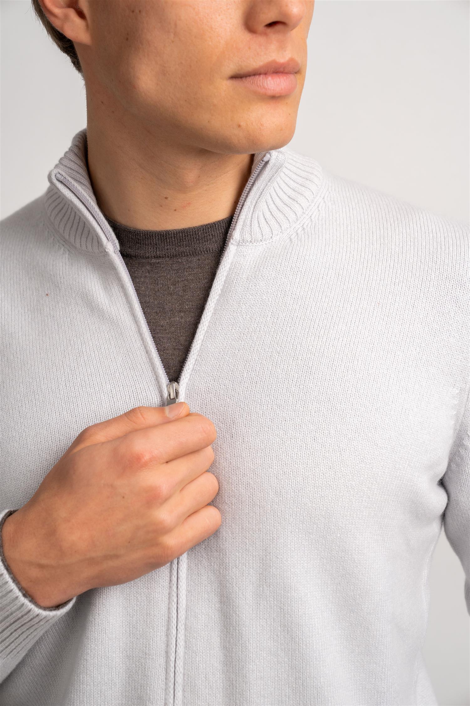 Full Zip Cashmere - Grey