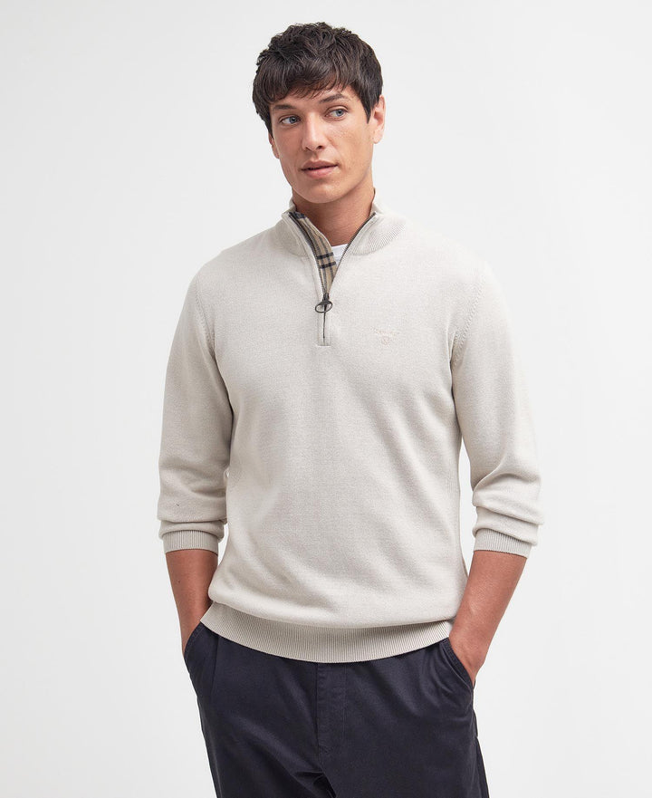 Cotton Half Zip Beige