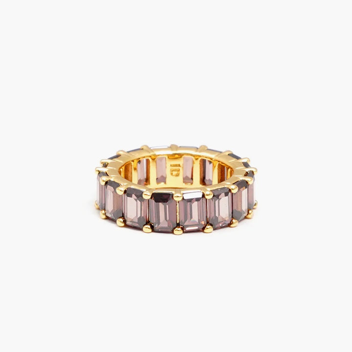 Chunky Colorful Ring Brown Gold