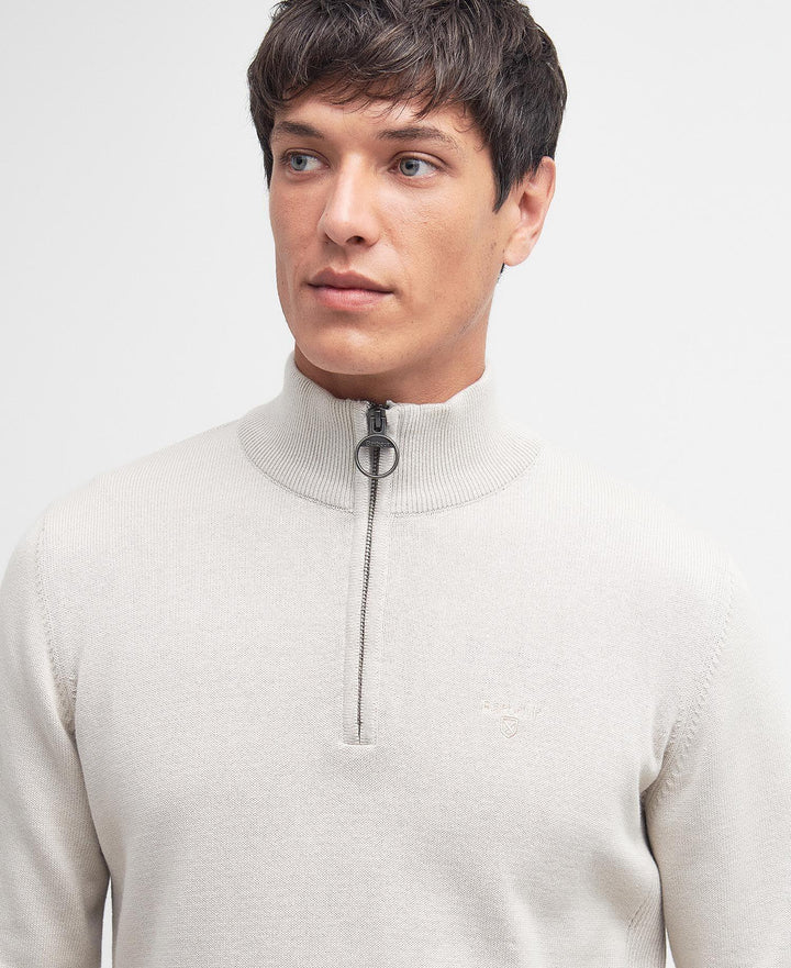 Cotton Half Zip Beige
