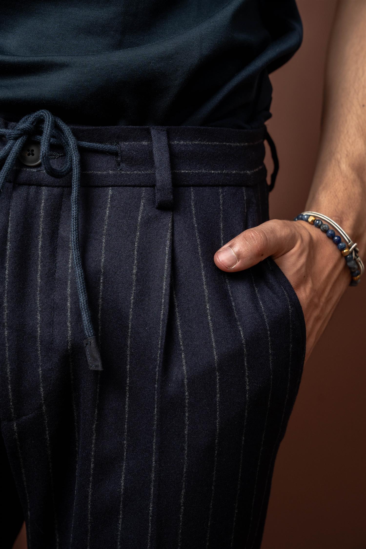 Pintstripe Trouser - Navy