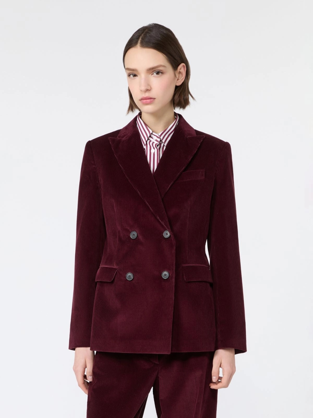 Cotton corduroy velvet blazer - Bordeaux