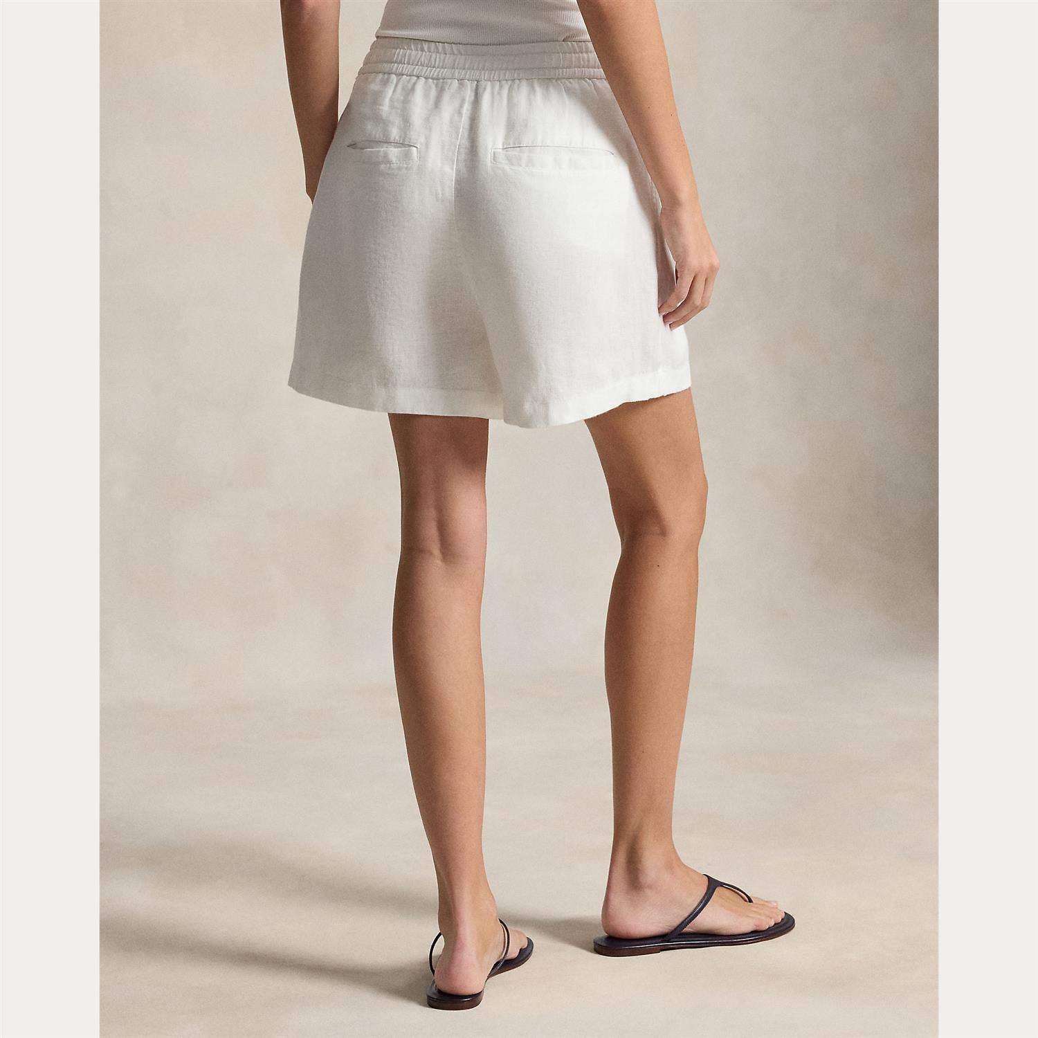 Linen Drawstring Shorts White