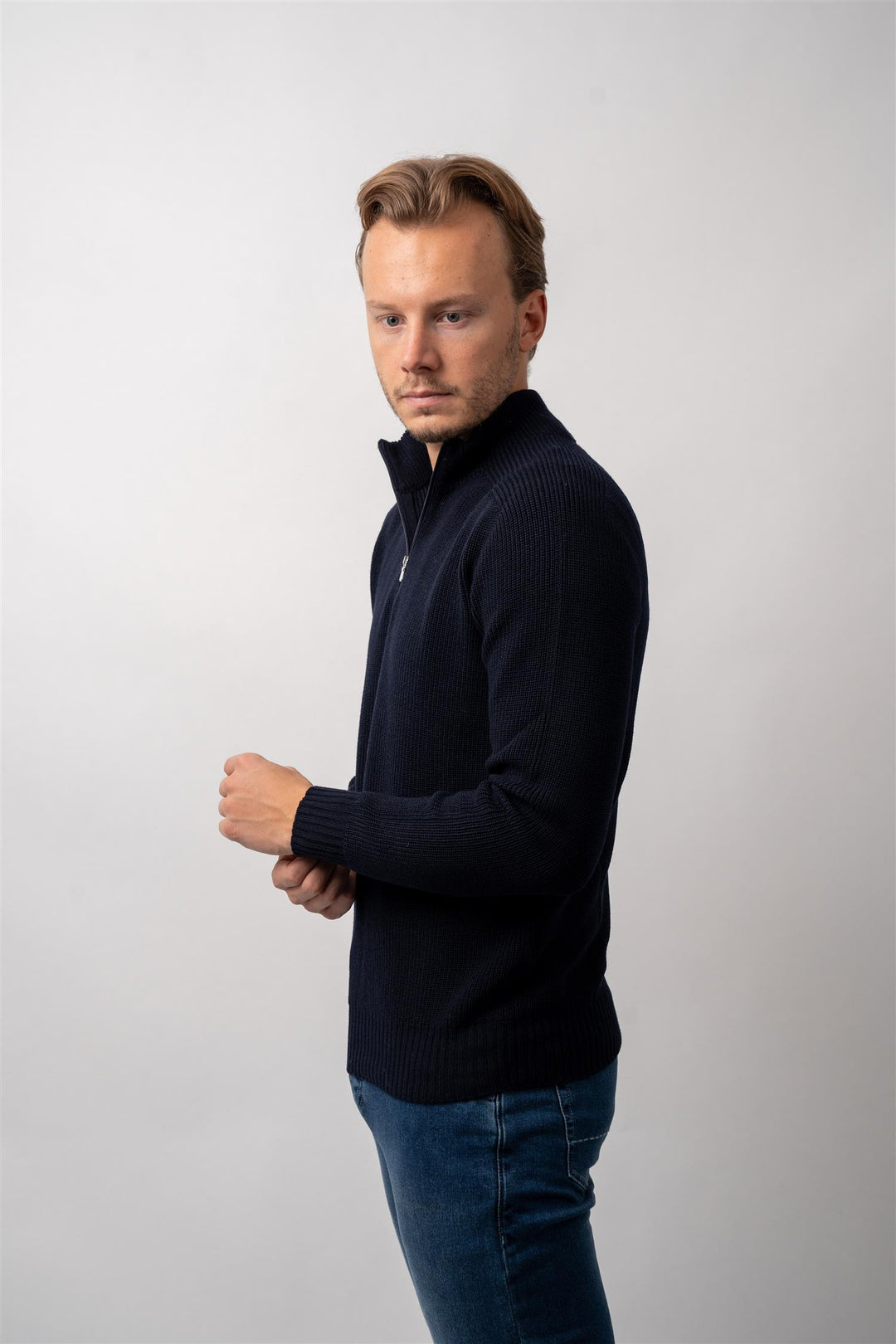 Half Zip Rain Wool - Navy