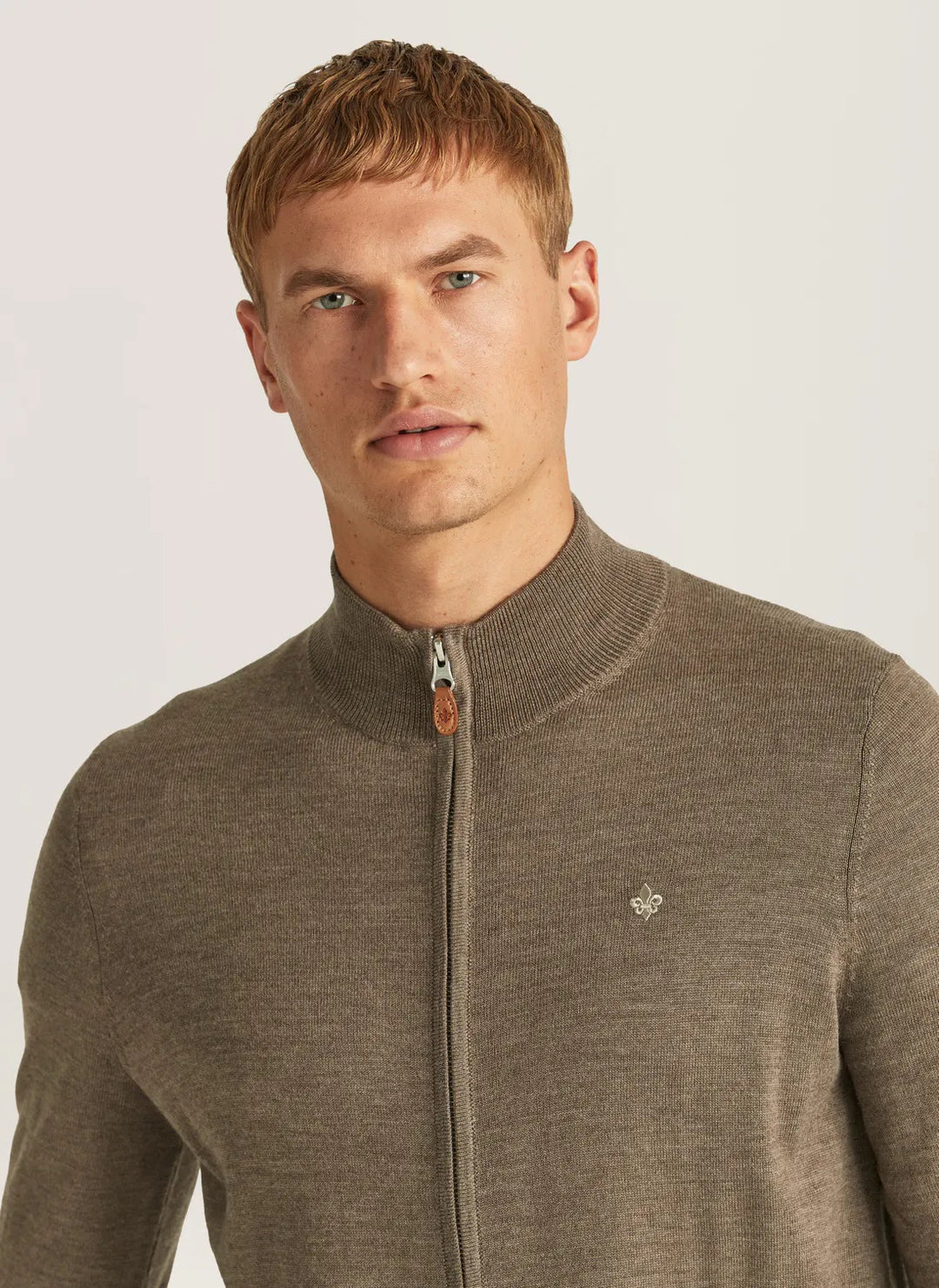 Merino Zip Cardigan - Brown