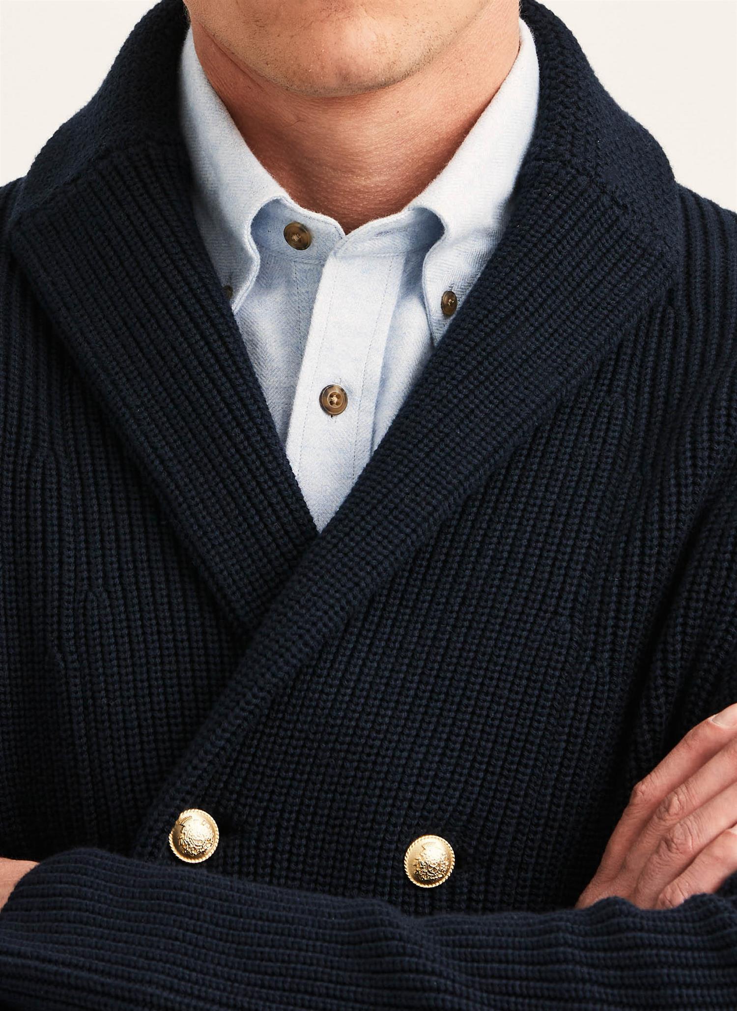 Brayden DB Shawl Cardigan - Navy