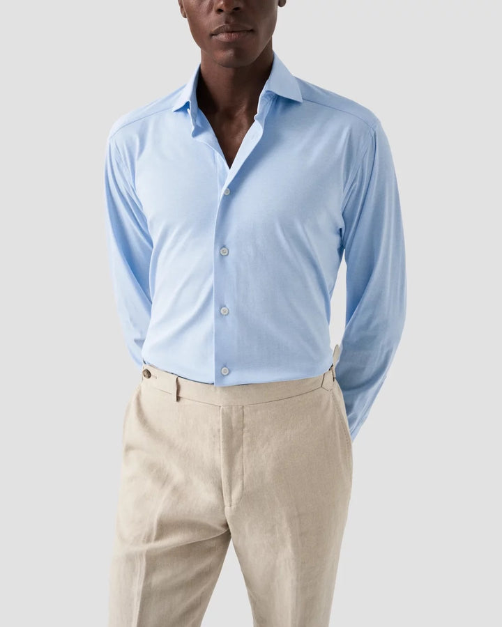 Slim Lyseblå Solid 4-Flex Shirt