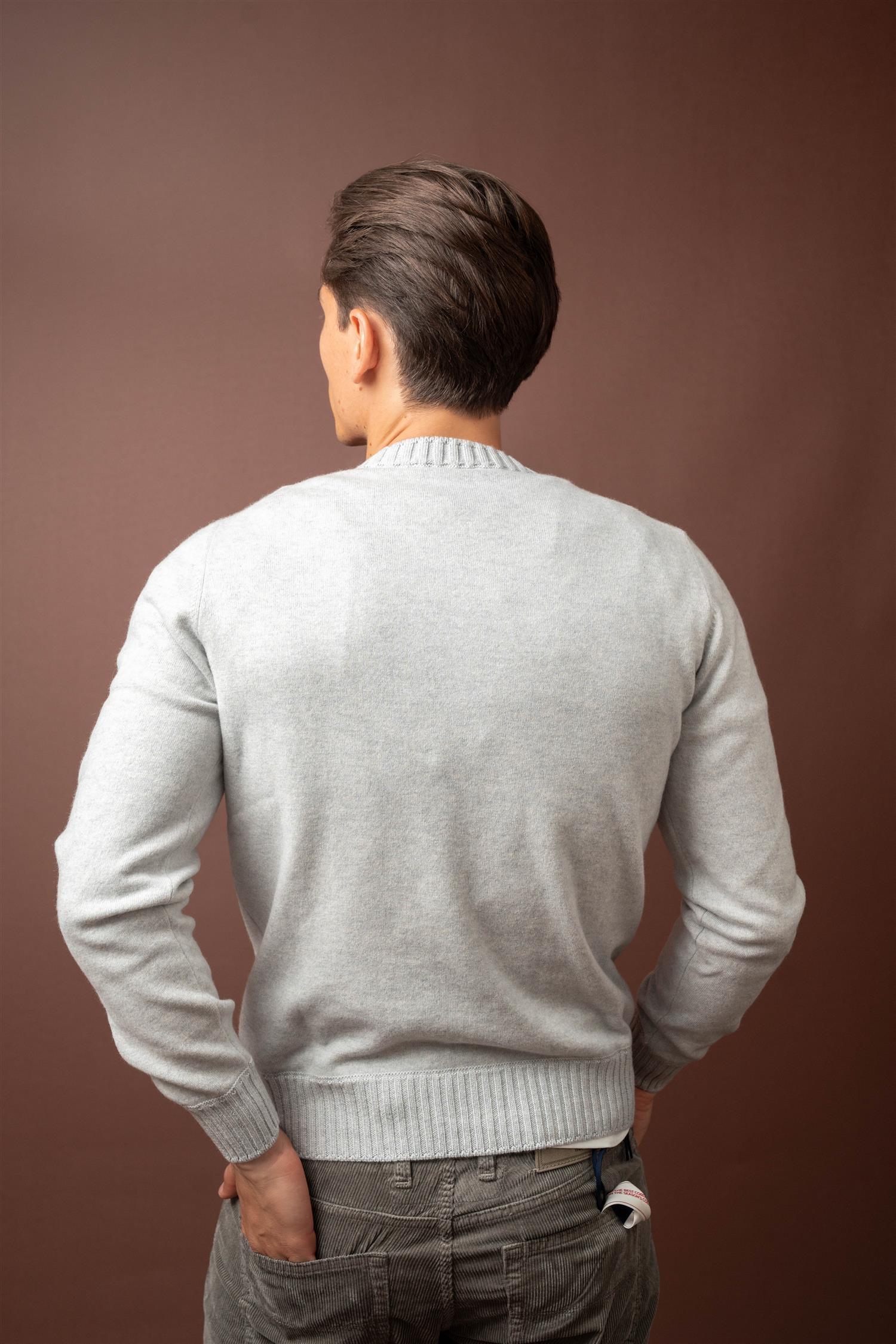 Crewneck Felted Cashmere - Grey
