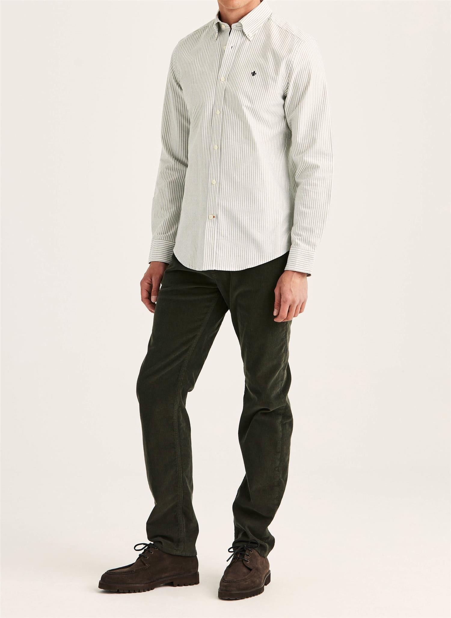 Douglas Oxford Stripe Shirt Slim -  Olive