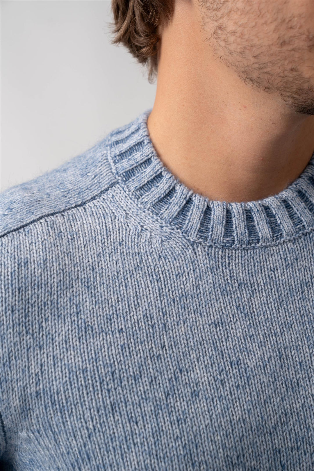 Crew Neck Cashmere Mix - Blue