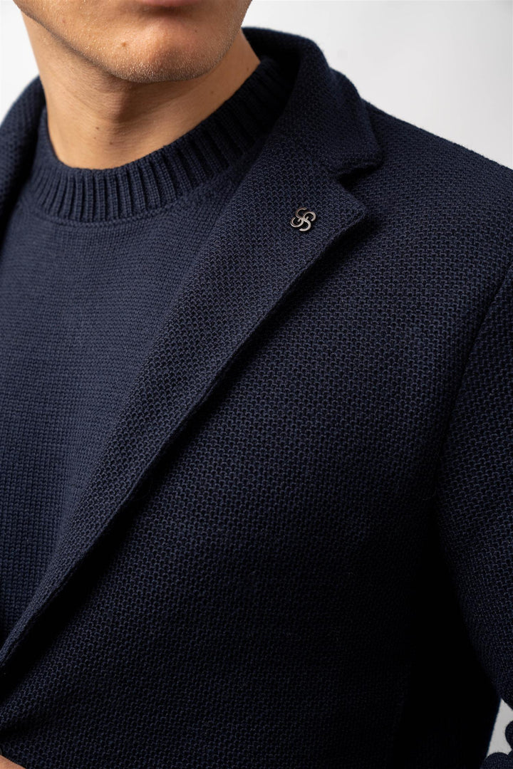 Pearl Knitted Blazer - Navy