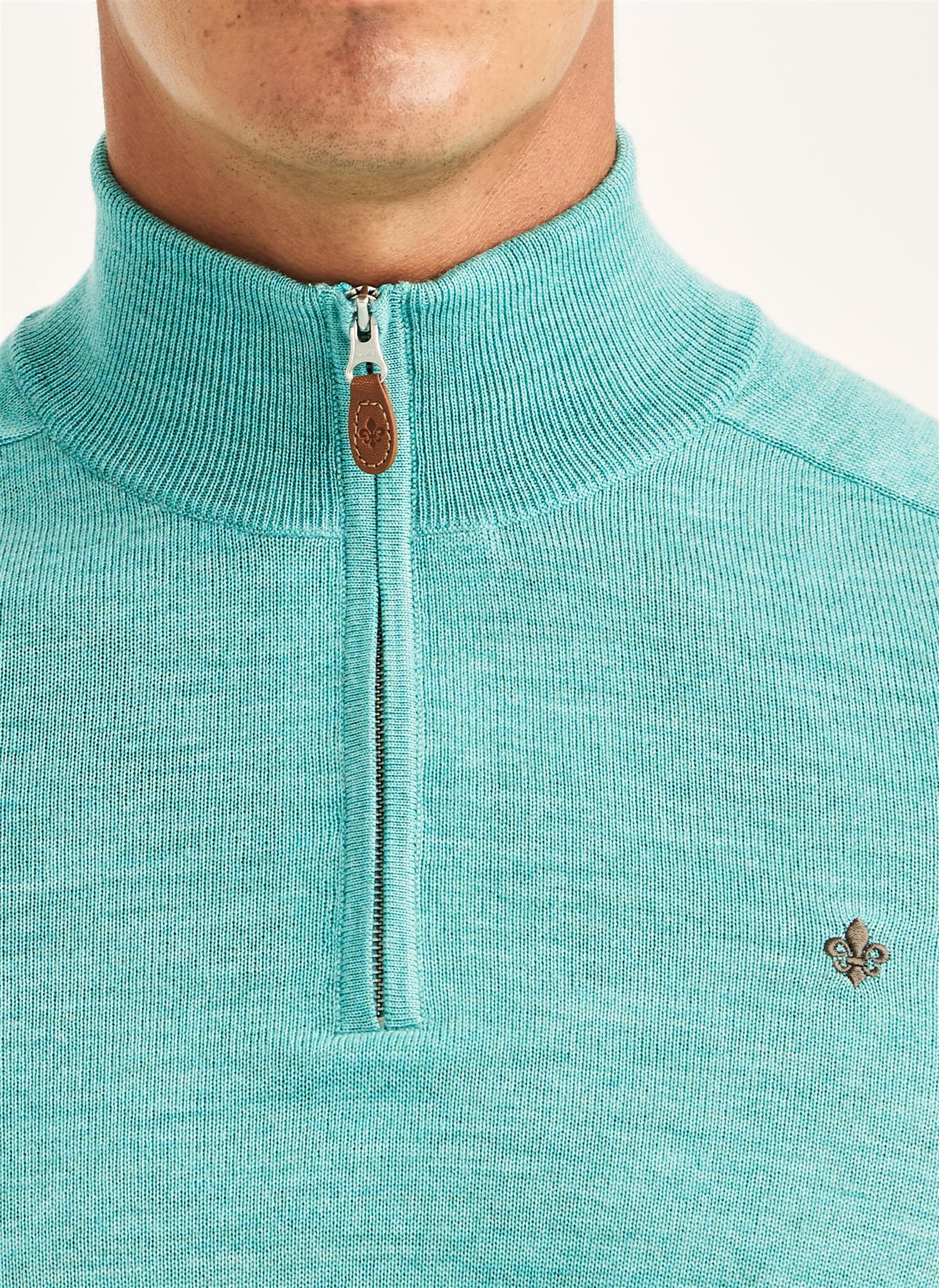 Merino John Zip - Turquoise