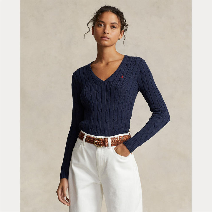 Cable-Knit cotton v-neck sweater