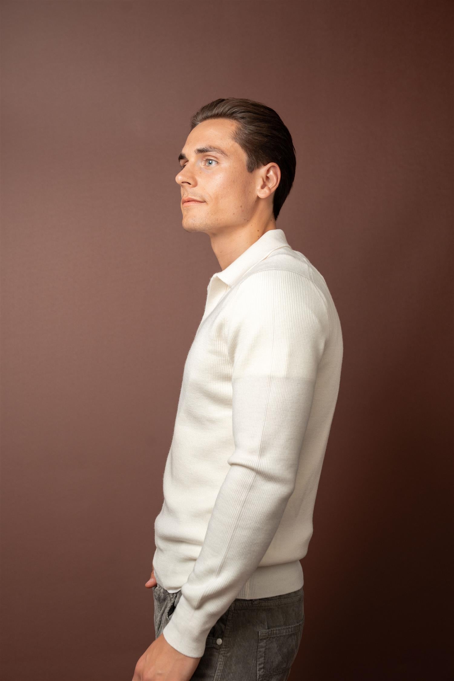 LS Merino Polo - Cream
