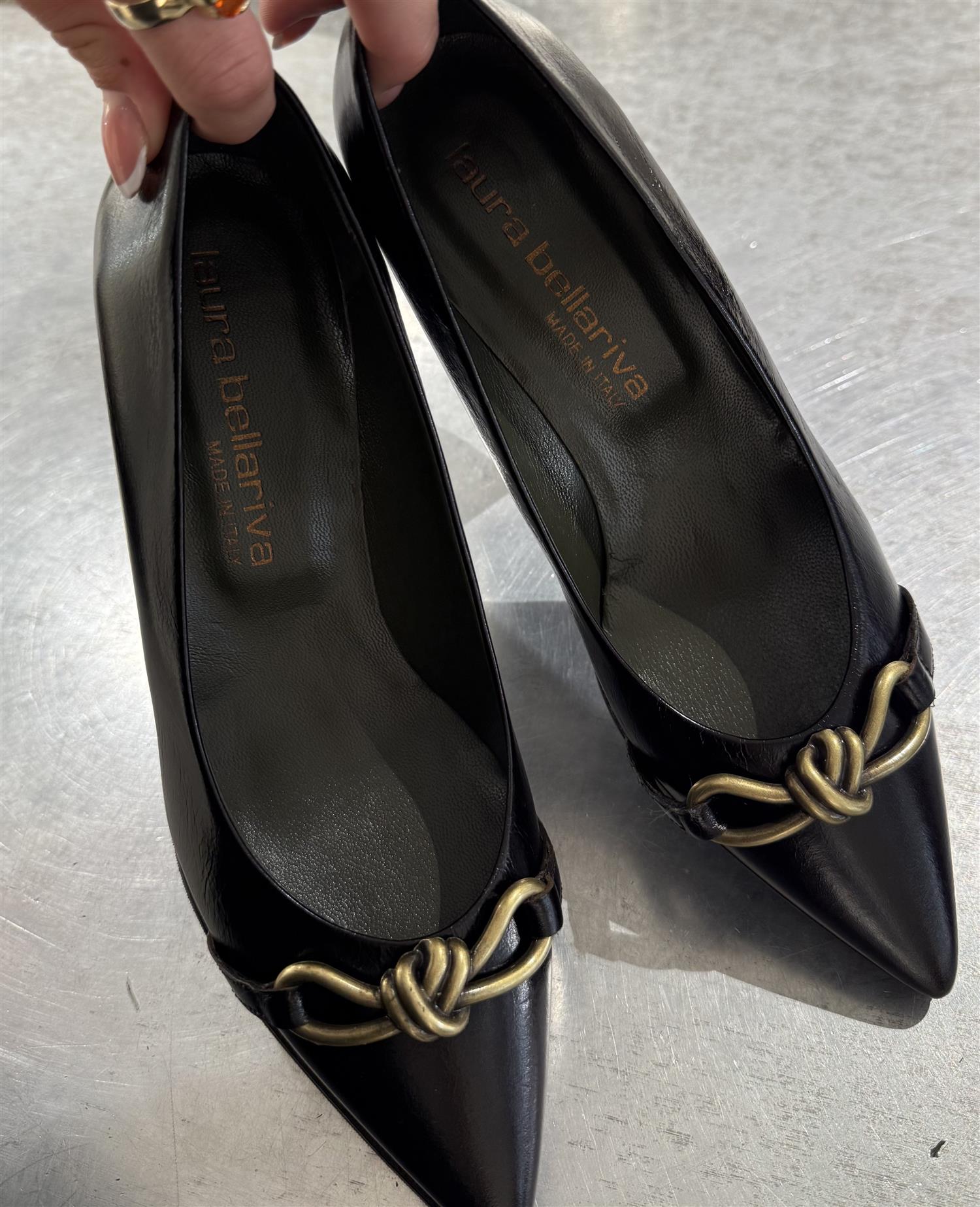 Heel Brown - Gold detail