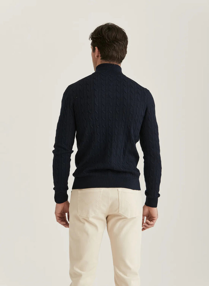 Merino Cable John Zip - Navy