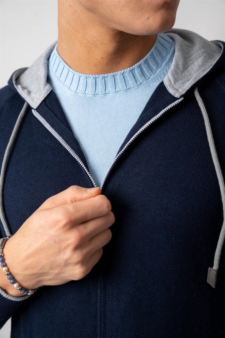 Cashmere / Cotton Hoodie - Navy